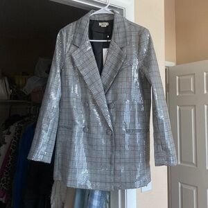 Jason Wu checked double breasted sequin blazer Size Small